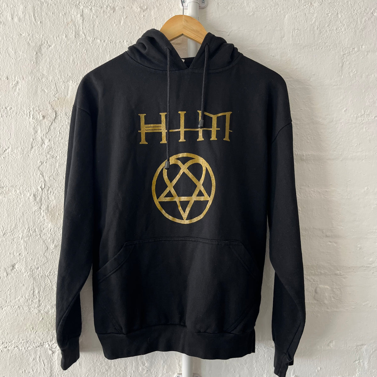 HIM Heartagram Hoodie Goldish Foil Print Medium 2000s Emo