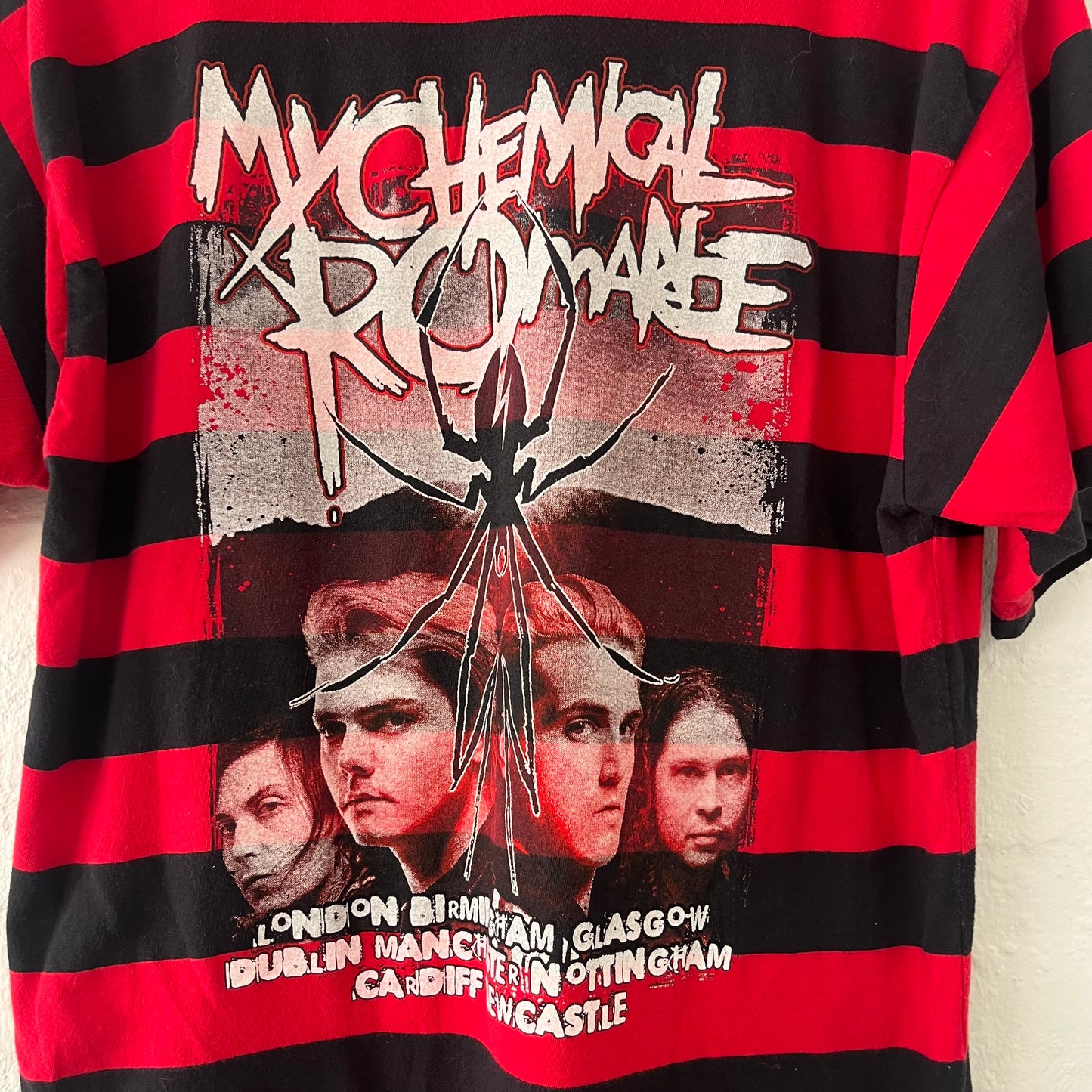 My Chemical Romance Black Parade Striped Band T-Shirt XL 2000s