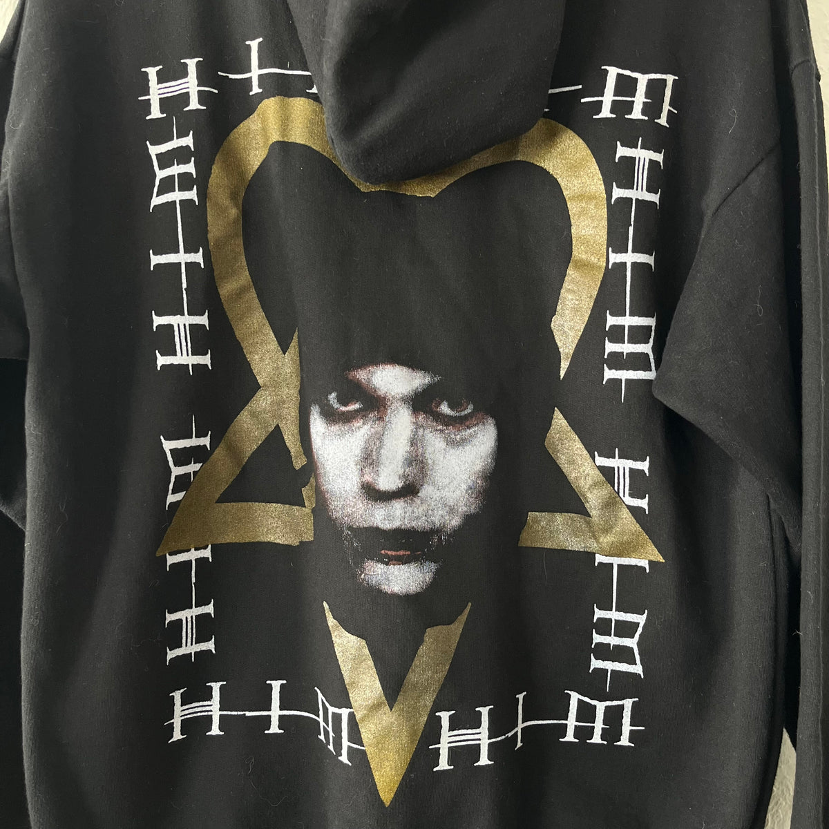 HIM Heartagram Hoodie Goldish Foil Print Medium 2000s Emo