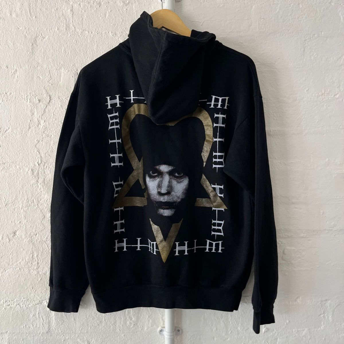 HIM Heartagram Hoodie Goldish Foil Print Medium 2000s Emo