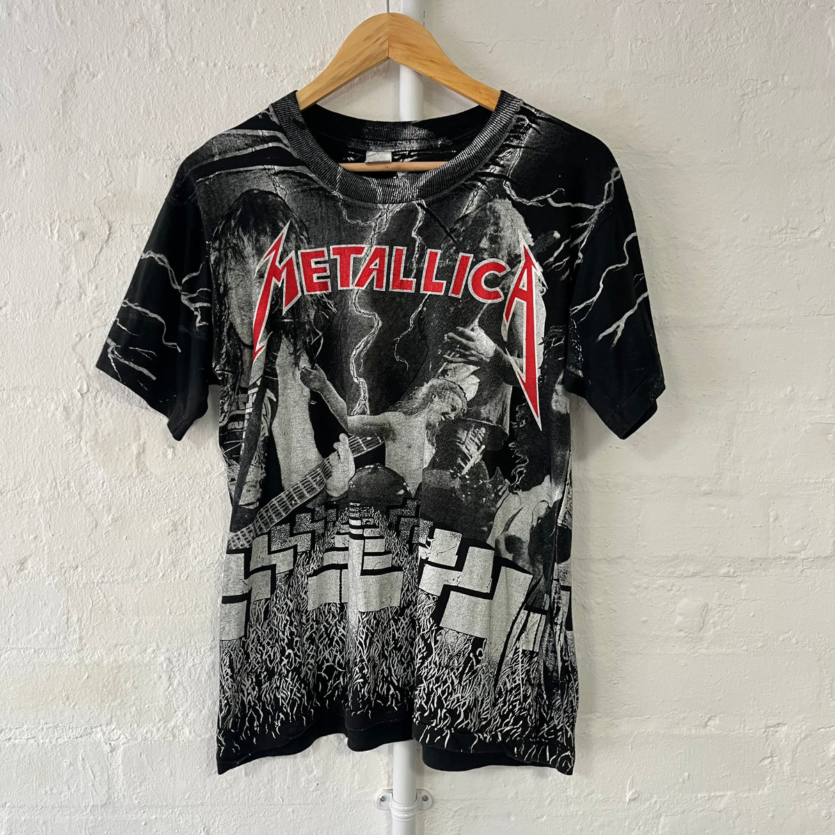 Metallica All Over Print Vintage Band T-Shirt Medium 90s