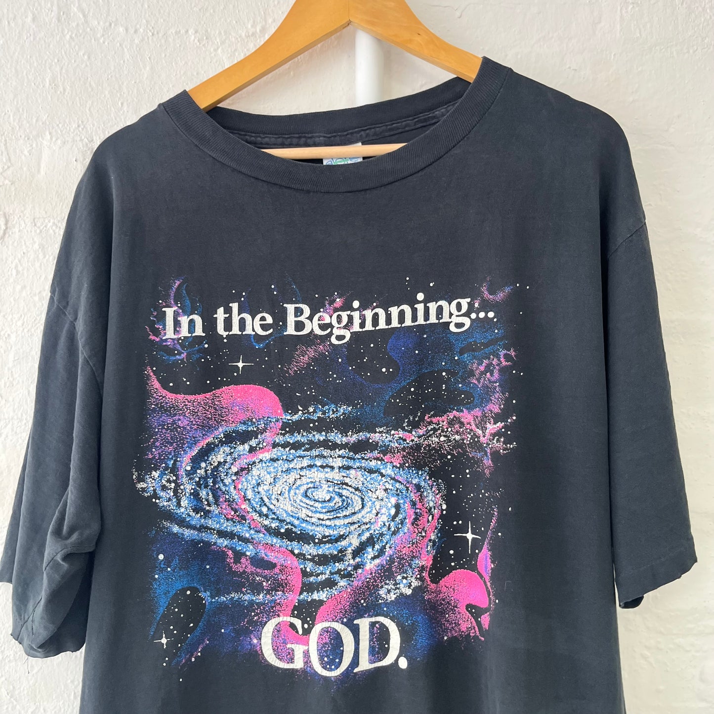 In the Beginning God Graphic T-Shirt XXL 90s Faded