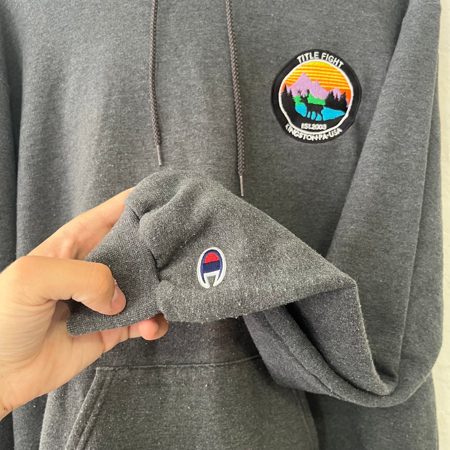 Title Fight Deer Embroidered Champion Band Hoodie Medium